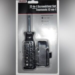 NEW 12 IN 1 SCREWDRIVER SET WITH 6 BITS & 5 SOCKETS TOOL BENCH HANDLE ST…
